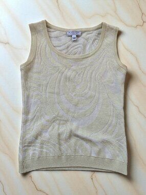 ST JOHN Sport Marie Gray Yellow Scoopneck Tank Top Size XS